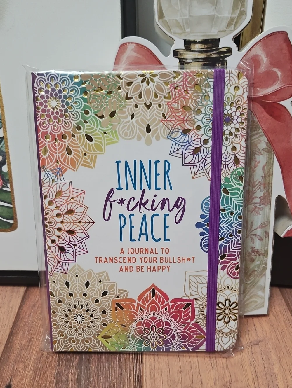 Inner F*cking Peace Rainbow Floral Journal - Purple Elastic